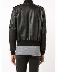 Мужской черный кожаный бомбер от Saint Laurent