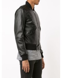 Мужской черный кожаный бомбер от Saint Laurent