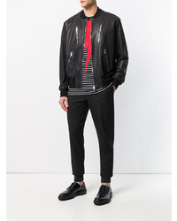 Мужской черный кожаный бомбер от Neil Barrett