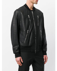 Мужской черный кожаный бомбер от Neil Barrett