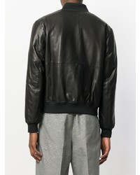 Мужской черный кожаный бомбер от McQ Alexander McQueen