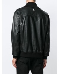 Мужской черный кожаный бомбер от Cavalli Class
