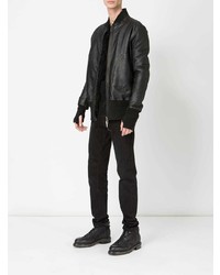 Мужской черный кожаный бомбер от Isaac Sellam Experience