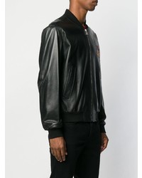 Мужской черный кожаный бомбер от Roberto Cavalli