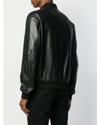Мужской черный кожаный бомбер от Roberto Cavalli