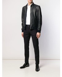 Мужской черный кожаный бомбер от Corneliani