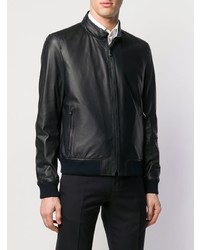 Мужской черный кожаный бомбер от Corneliani