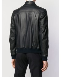 Мужской черный кожаный бомбер от Corneliani