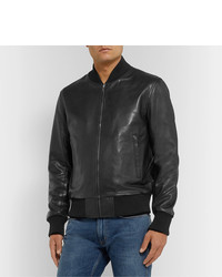 Мужской черный кожаный бомбер от Sandro