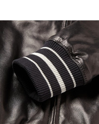 Мужской черный кожаный бомбер от Bottega Veneta