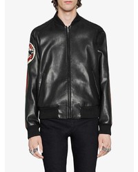 Мужской черный кожаный бомбер от Gucci