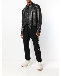 Мужской черный кожаный бомбер от Gucci