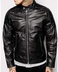 Мужской черный кожаный бомбер от Diesel