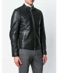 Мужской черный кожаный бомбер от Dondup