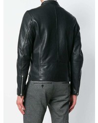 Мужской черный кожаный бомбер от Dondup