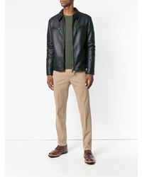 Мужской черный кожаный бомбер от Canali