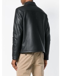 Мужской черный кожаный бомбер от Canali