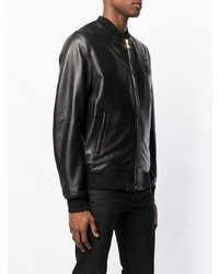 Мужской черный кожаный бомбер от Billionaire