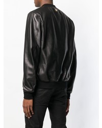 Мужской черный кожаный бомбер от Billionaire