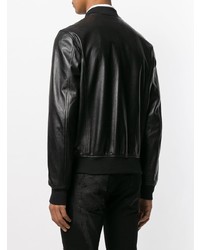 Мужской черный кожаный бомбер от Philipp Plein