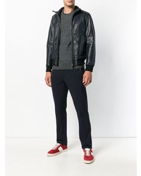 Мужской черный кожаный бомбер от Orciani