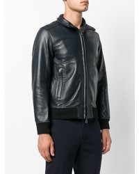 Мужской черный кожаный бомбер от Orciani