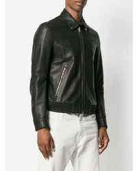 Мужской черный кожаный бомбер от Ajmone