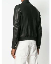 Мужской черный кожаный бомбер от Ajmone