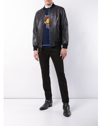 Мужской черный кожаный бомбер от Coach