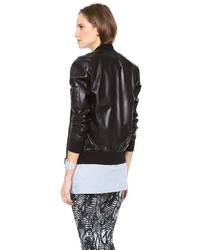 Женский черный кожаный бомбер от Maison Martin Margiela