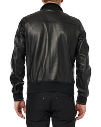 Мужской черный кожаный бомбер от Gucci