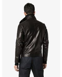 Мужской черный кожаный бомбер от Vexed Generation