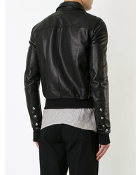 Мужской черный кожаный бомбер от Rick Owens
