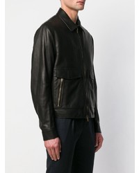 Мужской черный кожаный бомбер от Ajmone