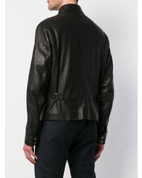 Мужской черный кожаный бомбер от Ajmone