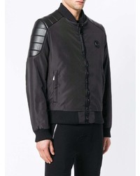 Мужской черный кожаный бомбер от Frankie Morello