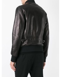 Мужской черный кожаный бомбер от Neil Barrett