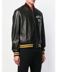 Мужской черный кожаный бомбер от Gucci