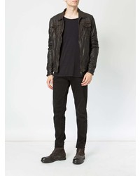 Мужской черный кожаный бомбер от Giorgio Brato