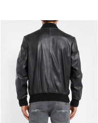 Мужской черный кожаный бомбер от Paul Smith