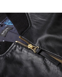 Мужской черный кожаный бомбер от Paul Smith