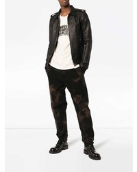 Мужской черный кожаный бомбер от Rick Owens