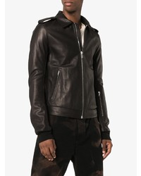 Мужской черный кожаный бомбер от Rick Owens