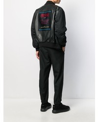 Мужской черный кожаный бомбер от VERSACE JEANS COUTURE