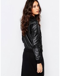 Женский черный кожаный бомбер от Noisy May