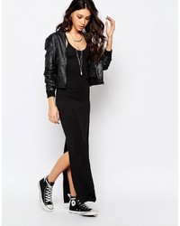 Женский черный кожаный бомбер от Noisy May