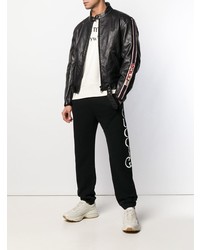 Мужской черный кожаный бомбер от Gucci