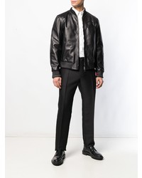 Мужской черный кожаный бомбер от Alexander McQueen