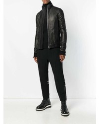 Мужской черный кожаный бомбер от Rick Owens