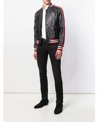 Мужской черный кожаный бомбер от Saint Laurent